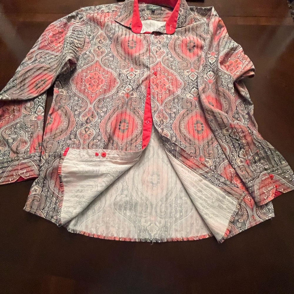 Paisley Button-Up Shirt in Red and Gray